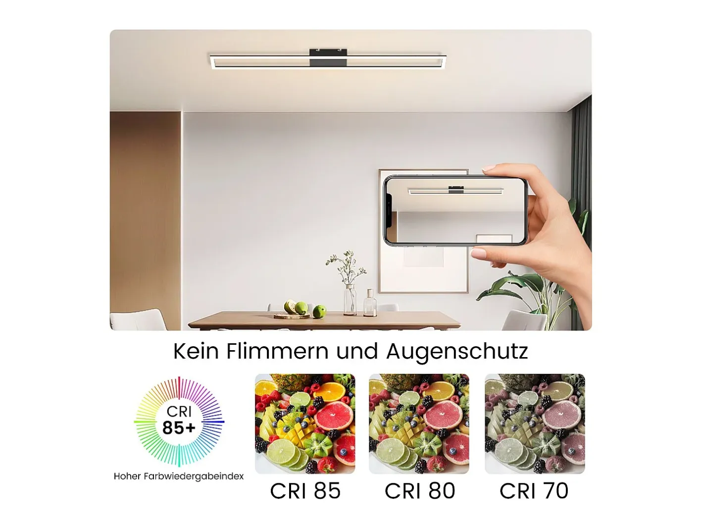 Discount NETTLIFE Lámpara de techo para habitación LED de 40W regulable con control remoto, lámpara para salón moderna de 108 cm de largo, color . Negro