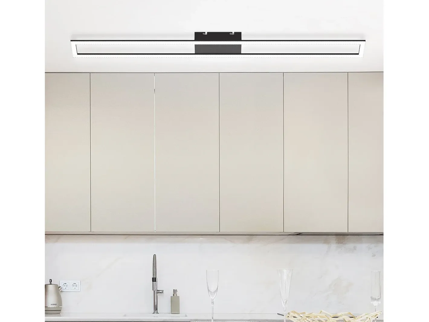 Discount NETTLIFE Lámpara de techo para habitación LED de 40W regulable con control remoto, lámpara para salón moderna de 108 cm de largo, color . Negro