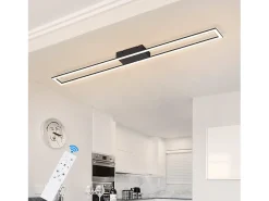 Discount NETTLIFE Lámpara de techo para habitación LED de 40W regulable con control remoto, lámpara para salón moderna de 108 cm de largo, color . Negro