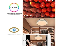 NETTLIFE Lámpara de Techo LED con Control Remoto Regulable 18W, Diámetro 30cm, Cielo Estrellado de Cristal Moderno, Adecuada para Dormitorio, Blanco Best