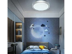 NETTLIFE Lámpara de Techo LED con Control Remoto Regulable 18W, Diámetro 30cm, Cielo Estrellado de Cristal Moderno, Adecuada para Dormitorio, Blanco Best