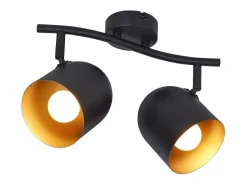 NETTLIFE Plafón-Lámpara de techo E14 dorado vintage foco de techo orientable sin bombilla 350° orientable Negro