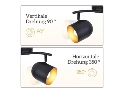 NETTLIFE Plafón-Lámpara de techo E14 dorado vintage foco de techo orientable sin bombilla 350° orientable Negro