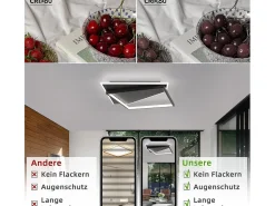 NETTLIFE Lámpara de Techo LED de Diseño Moderno 53W Regulable con Control Remoto Sala de Estar para Dormitorio Cocina Pasillo Oficina Negro Best