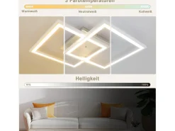 NETTLIFE Lámpara LED de techo para dormitorio, lámpara regulable moderna que cambia de Color RGB con Control remoto, sala de estar de 35W Blanco Hot