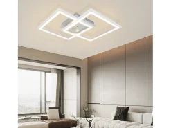 NETTLIFE Lámpara LED de techo para dormitorio, lámpara regulable moderna que cambia de Color RGB con Control remoto, sala de estar de 35W Blanco Hot