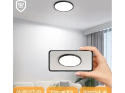 NETTLIFE Plafón-Lámpara LED de techo plana para dormitorio, color , 18 cm, 15 W, no regulable, blanco cálido 3000 K Negro