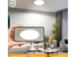 NETTLIFE Plafón-Lámpara LED de techo plana para dormitorio, color negro, 18 cm, 15 W, no regulable, cálido 3000 K Blanco