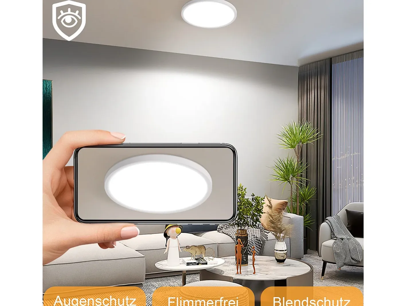 NETTLIFE Plafón-Lámpara LED de techo plana para dormitorio, color negro, 18 cm, 15 W, no regulable, cálido 3000 K Blanco