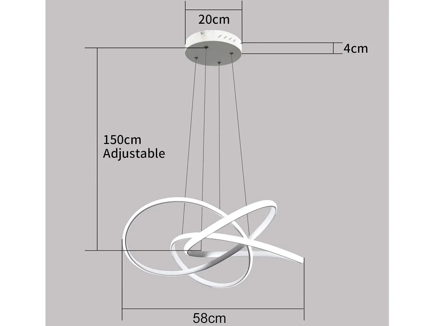 NETTLIFE Lámpara LED para salón, lámparas colgantes, mesa de comedor, blanca, 62W, regulable con mando a distancia Blanco Discount