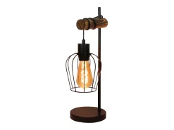 NETTLIFE Lámpara mesa retro, Noche vintage, 1 llama, Metal y madera, , Casquillo E27, Interruptor incl., Bombillas no incl. Negro Sale