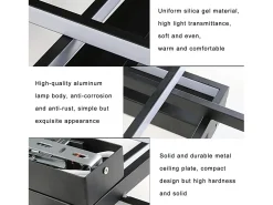 NETTLIFE Plafón-Lámpara techo LED, Iluminación moderna 3 cuadrados, 67x47x10cm, Metal 35W, Pared, , 3000K Negro