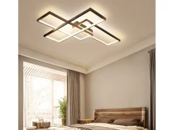 NETTLIFE Plafón-Lámpara techo LED, Iluminación moderna 3 cuadrados, 67x47x10cm, Metal 35W, Pared, , 3000K Negro