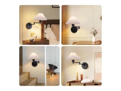 Clearance NETTLIFE Lote de 2 adhesivos, adhesivo interior vintage: Difusor E27, retroiluminación pared orientable, 40W.MAX, , sin bombilla. Blanco