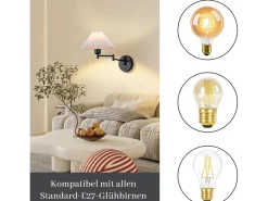 Clearance NETTLIFE Lote de 2 adhesivos, adhesivo interior vintage: Difusor E27, retroiluminación pared orientable, 40W.MAX, , sin bombilla. Blanco