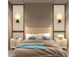 Outlet NETTLIFE lote de 2 lámparas murales LED para interiores, para habitación, aplique para salón, lámpara de cabecera, cama de tela con brazo de lectura flexible E27. Plateado