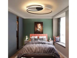 NETTLIFE . Luces de techo LED para salón de 36W, lámpara para salón y habitación, 3000K, luz blanca cálida. Negro