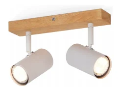 NETTLIFE Plafón-Luz de techo con 2 bombillas de madera GU10, blanca, lámpara de pasillo interior moderna, con un ángulo de 350° para salón y dormitorio. Marru00f3n