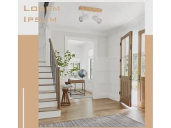 NETTLIFE Plafón-Luz de techo con 2 bombillas de madera GU10, blanca, lámpara de pasillo interior moderna, con un ángulo de 350° para salón y dormitorio. Marru00f3n