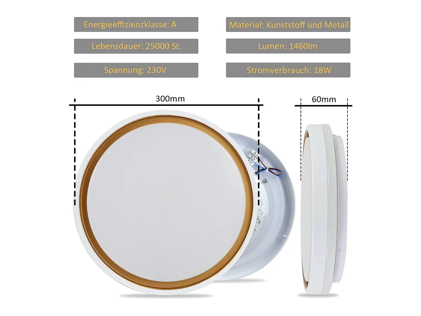 NETTLIFE Luz de Techo LED 18W 30cm Dormitorio Regulable con Control Remoto Cocina Lámpara de Cocina Redonda Moderna para Sala de Estar Pasillo Blanco Hot