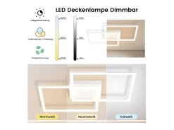 NETTLIFE Plafón-Luz de Techo LED Regulable Sala de Estar Diseño Moderno con Control Remoto 52W Lámpara de Dormitorio de Cocina para Comedor Cocina Blanco