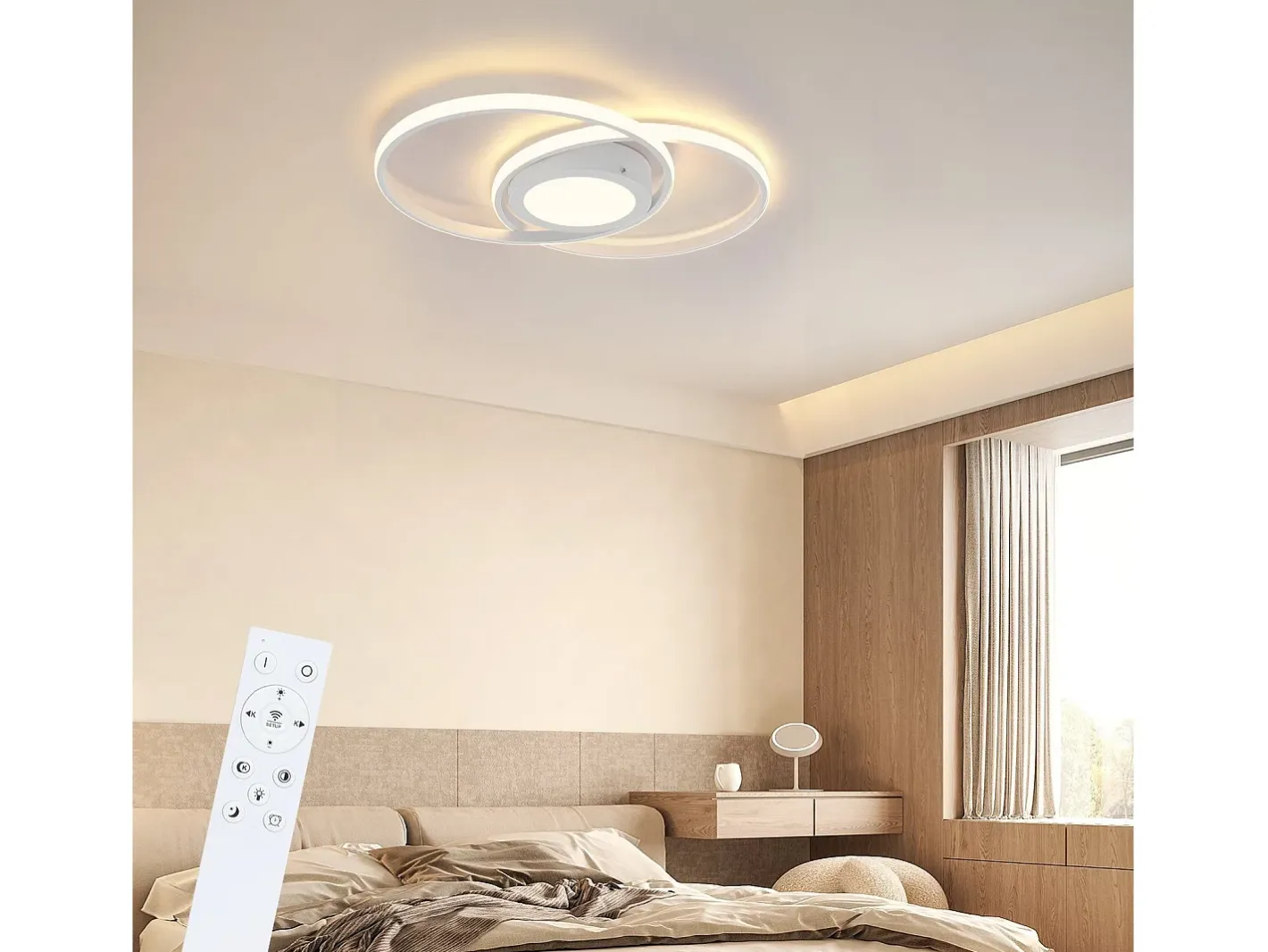 Best NETTLIFE Luz de Techo LED Regulable con Control Remoto 48W Diseño para el Salón Dormitorio Lámpara Moderna para Cocina Oficina Blanco