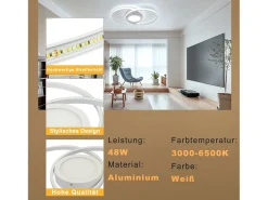 Best NETTLIFE Luz de Techo LED Regulable con Control Remoto 48W Diseño para el Salón Dormitorio Lámpara Moderna para Cocina Oficina Blanco