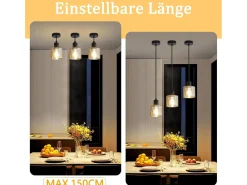 Clearance NETTLIFE Mesa de comedor suspendida, lámpara colgante vintage, colgante E27, colgante negro, 1 bombilla retro industrial. Dorado