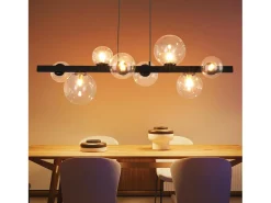 NETTLIFE Lámpara Suspendida-Mesa de comedor suspendida, lámpara de techo para salón, suspensión G9, suspensión de 8 bombillas transparentes. Gris antracita