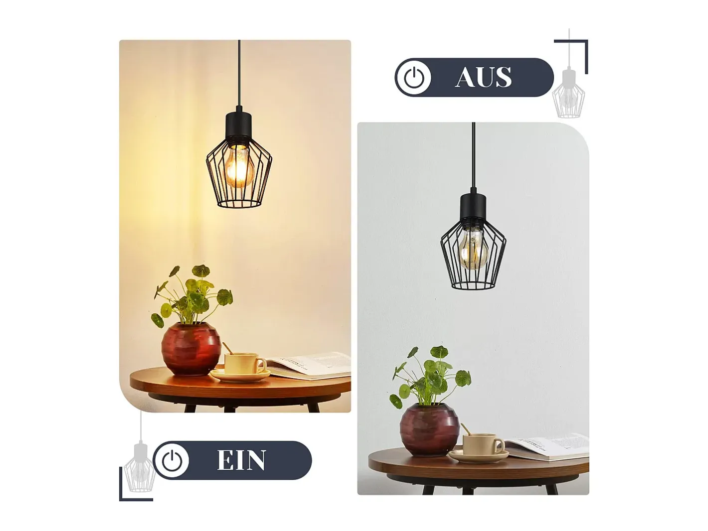 NETTLIFE Mesa de comedor suspendida, suspensión negra, soporte E27, 1 llama, metal. Negro Sale