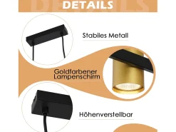 NETTLIFE Lámpara Suspendida-Mesa de comedor colgante. Lámpara colgante de 6 bombillas negras GU10, industrial de metal. Dorado