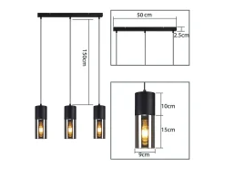 Sale NETTLIFE Mesa de comedor suspendida E27 - Moderna suspensión de 3 bombillas LED orientables. Negro