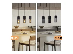Sale NETTLIFE Mesa de comedor suspendida E27 - Moderna suspensión de 3 bombillas LED orientables. Negro