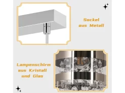 Discount NETTLIFE Mesa de comedor suspendida moderna de cristal, con 4 lámparas E27 suspendidas, 150 cm, altura regulable. Plateado