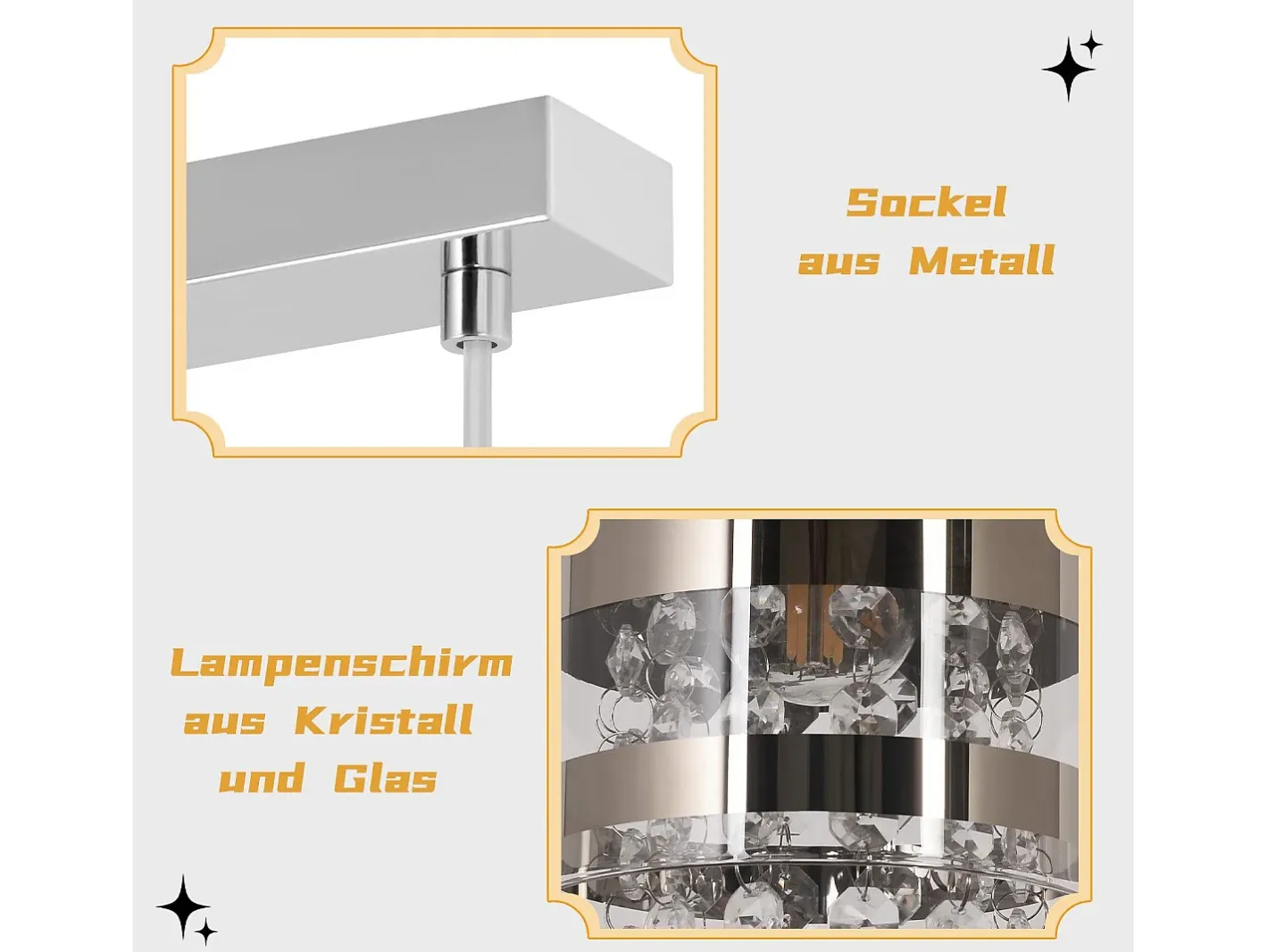 Discount NETTLIFE Mesa de comedor suspendida moderna de cristal, con 4 lámparas E27 suspendidas, 150 cm, altura regulable. Plateado