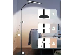Clearance NETTLIFE Mesa de luz LED Salón Dimmable - Moderna, 10W Táctil, Oficina con temporizador, Cama con cuello de cisne ajustable Negro