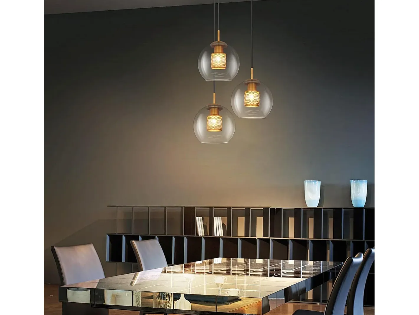 NETTLIFE Mesa suspendida para comedor de vidrio - 1 lámpara vintage E27 con una llama, lámpara de techo negra. Transparente Outlet