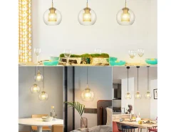 NETTLIFE Mesa suspendida para comedor de vidrio - 1 lámpara vintage E27 con una llama, lámpara de techo negra. Transparente Outlet
