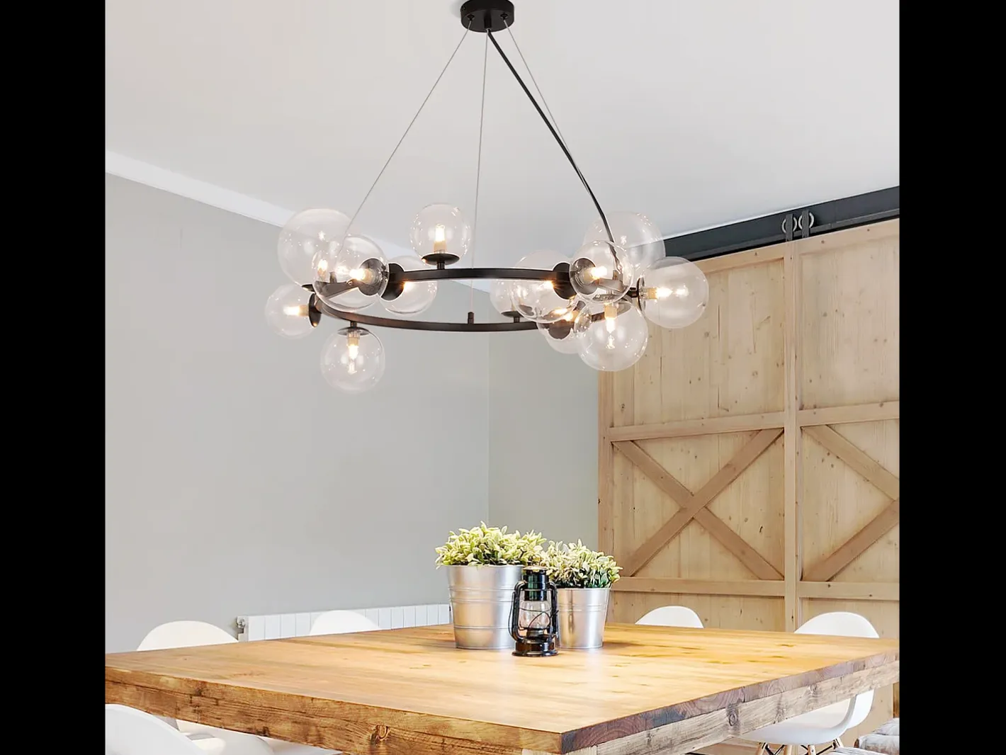 NETTLIFE Mesa suspendida para comer, lámpara colgante para salón - G9, 14 llamas, escalera moderna. Transparente New