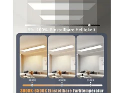 NETTLIFE Plafón-Panel LED 120x30, regulable de intensidad con mando a distancia, 40W, negro. Blanco