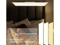 NETTLIFE Plafón-Panel LED 120x30, regulable de intensidad con mando a distancia, 40W, negro. Blanco