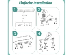 NETTLIFE Plafón-Plafófono moderno: 3 focos del techo orientables de metal, plafófono GU10, para habitación, comedor, sin bombilla. Blanco