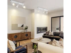 NETTLIFE Plafón-Plafófono moderno: 3 focos del techo orientables de metal, plafófono GU10, para habitación, comedor, sin bombilla. Blanco