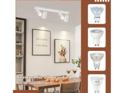 NETTLIFE Plafófono de 4 bombillas, moderno plafófono GU10, spots orientables para interiores, de metal. Blanco Outlet