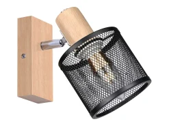 NETTLIFE Plafón con 1 Foco, negro, de aspecto de madera - Plafón E14 giratorio 350°, hasta 4 bombillas de máximo 40w, moderno para sala, dormitorio y cocina. Blanco