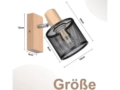 NETTLIFE Plafón con 1 Foco, negro, de aspecto de madera - Plafón E14 giratorio 350°, hasta 4 bombillas de máximo 40w, moderno para sala, dormitorio y cocina. Blanco