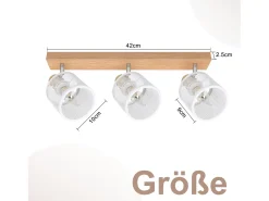 Hot NETTLIFE Plafón con 3 focos , aspecto de madera - plafón E14 giratorio 350° con un máximo de 4 bombillas de 25w, moderno para sala, dormitorio, cocina. Blanco
