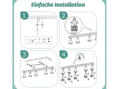 NETTLIFE Plafón con 5 focos s: Plafón metálico GU10, focos giratorios para interiores, para cocina, oficina, salón y dormitorio, sin bombillas. Blanco Discount