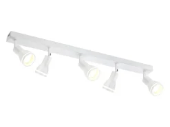NETTLIFE Plafón con 5 focos s: Plafón metálico GU10, focos giratorios para interiores, para cocina, oficina, salón y dormitorio, sin bombillas. Blanco Discount