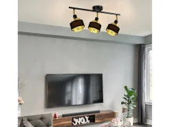 NETTLIFE Plafón-Plafón de 3 focos E14 vintage con llama retro dormitorio en metal dorado ajustable industrial para cocina Negro